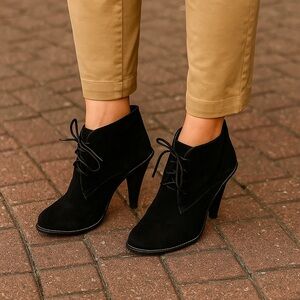 OPENING CEREMONY Quiet Luxury Black Suede Lace-Up Ankle Boots, 36